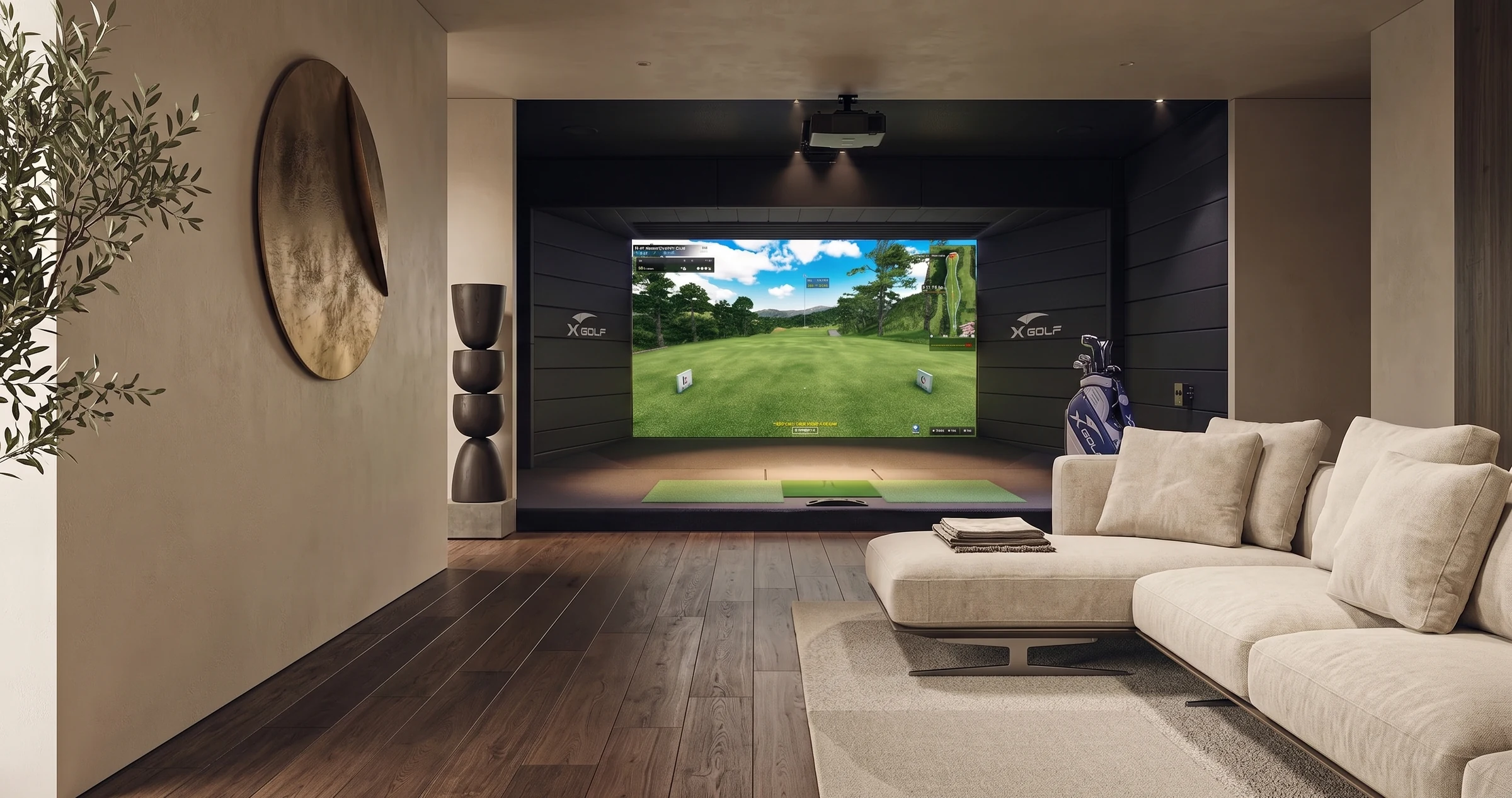 Ruang santai golf pribadi · Rendering konsep pemasangan
