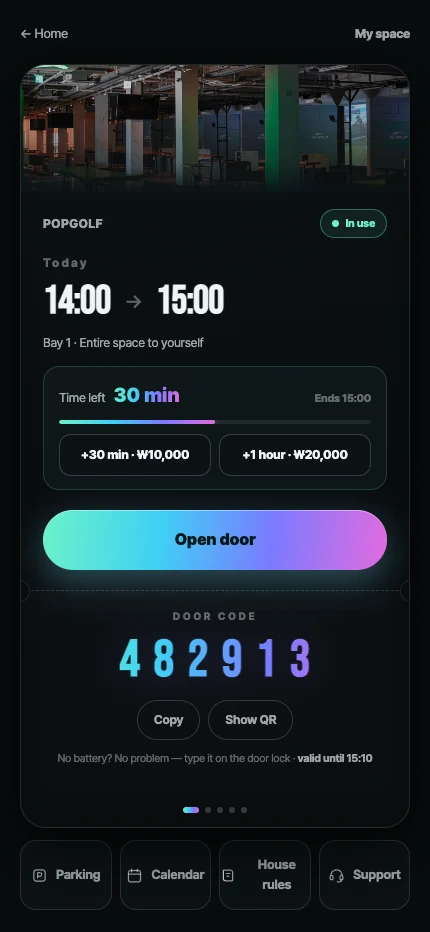 XGOLF24 mobile key · sample data