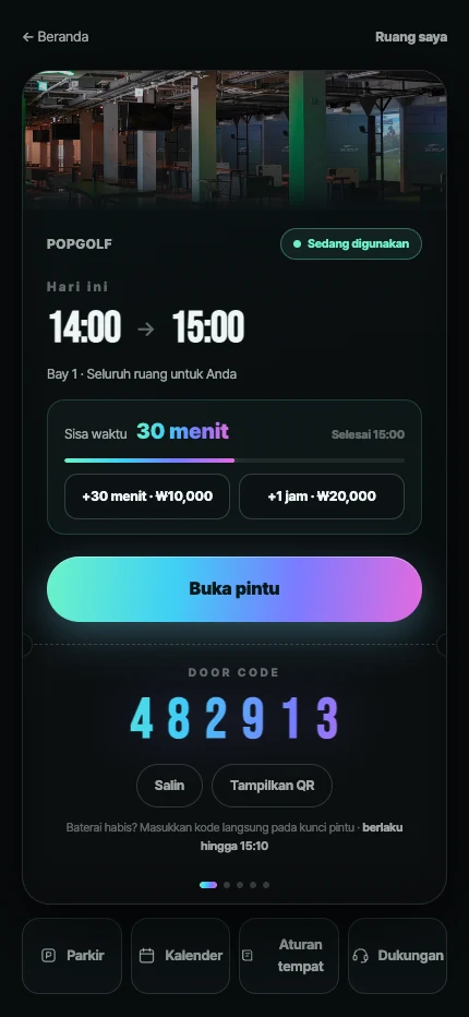 Layar kunci seluler XGOLF24 · Data contoh