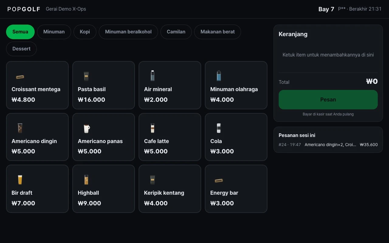 X-OPS pesanan bay · pratinjau UI terjemahan · data contoh